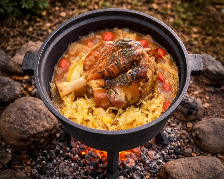 Berdsen Gusseisen Topf 8 L Dutch Oven - Feuertopf für Lagerfeuer und Grill - Gleichmässiges Garen -
