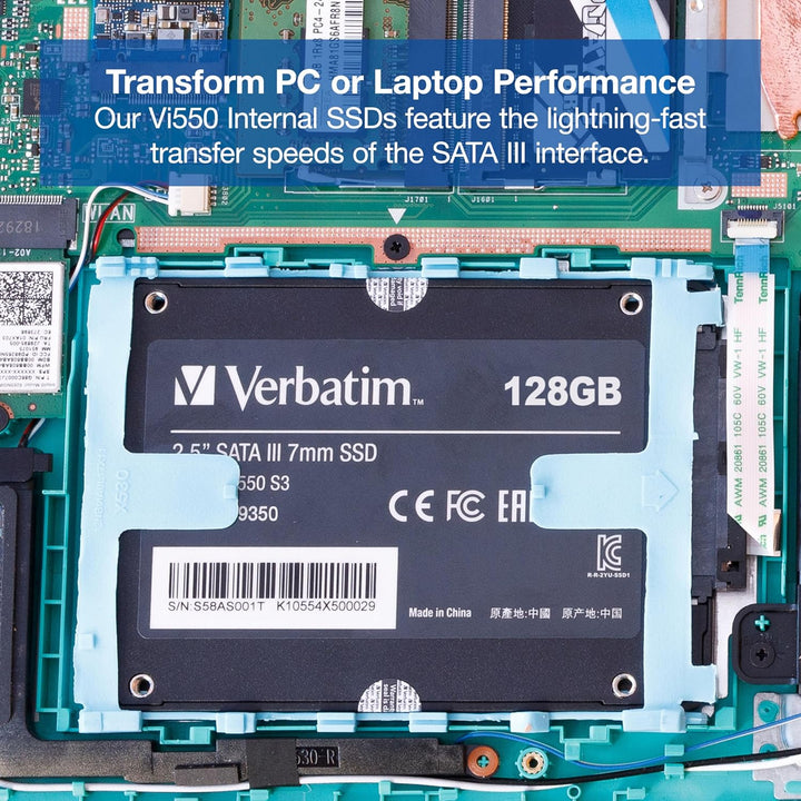 Verbatim Vi550 S3 SSD, internes SSD-Laufwerk mit 512 GB Datenspeicher, Solid State Drive mit 2,5'' S