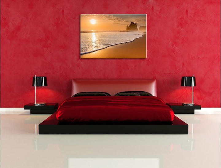 Sonnenuntergang Ozean, Format: 100x70 auf Leinwand, XXL riesige Bilder fertig gerahmt mit Keilrahmen