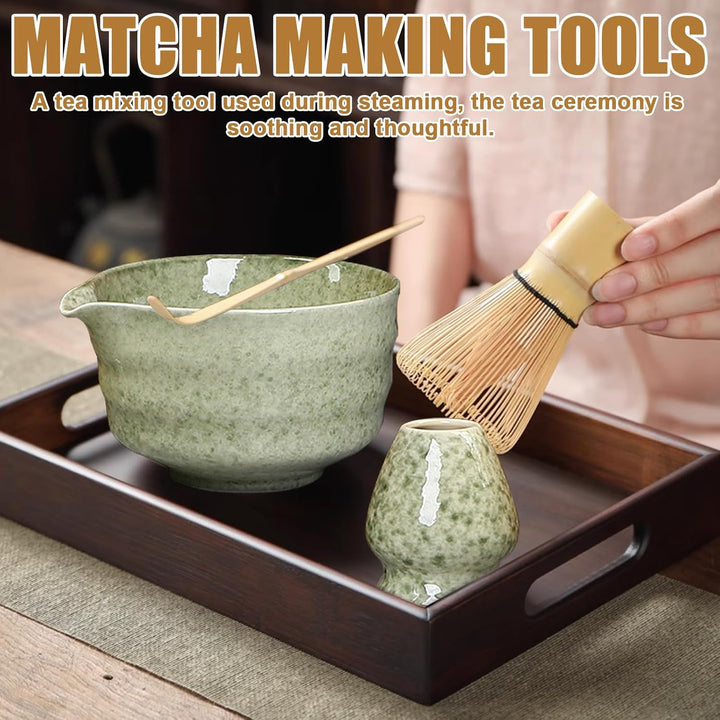 4 Stück Matcha Set, Matcha Besen Set, Matcha Tee Set, Matcha Besen Set, Matcha Schale mit Ausgiesser