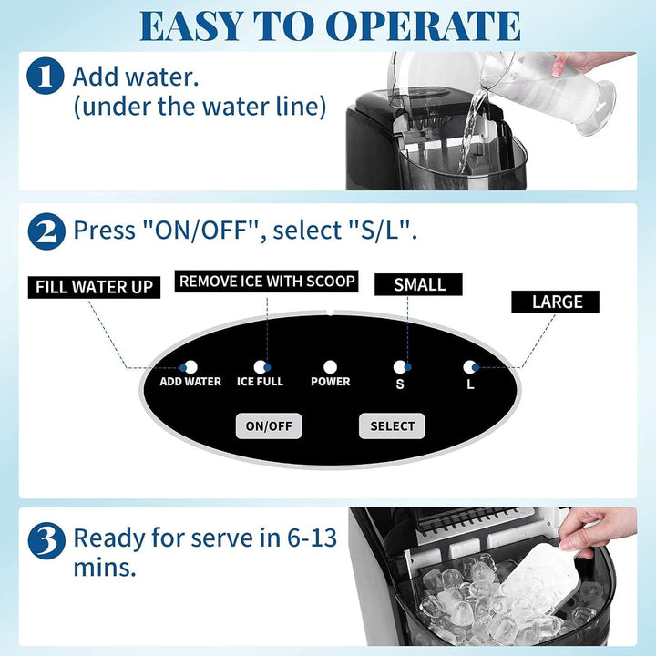 Eiswürfelmaschine Testsieger 12KG Eiswürfelbereiter Ice Maker 6 min Produktionszeit Ice Cube Maker,
