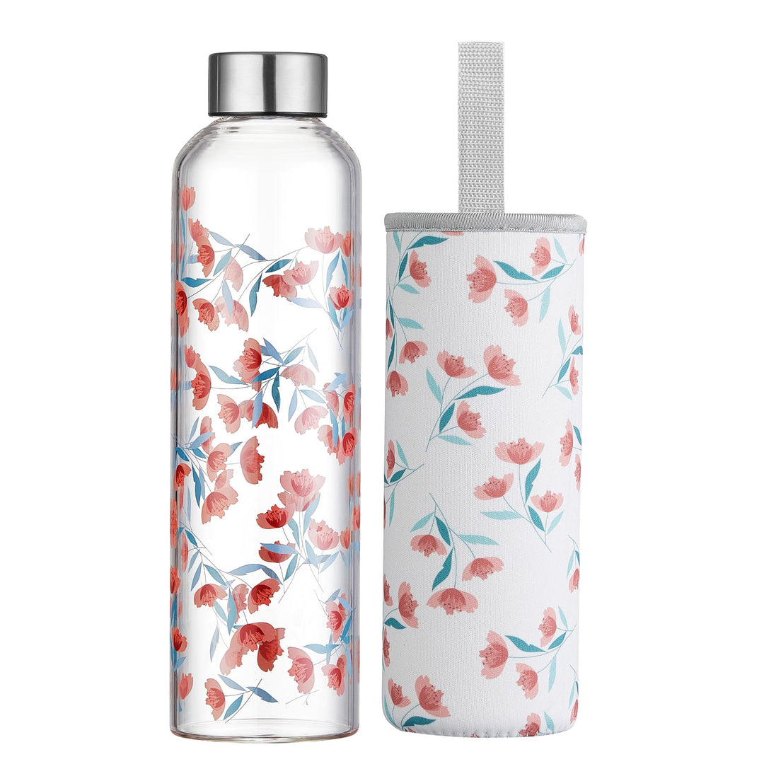 Autsel 1 liter Glasflasche Trinkflasche Glas Sport Borosilikat Glass Bottle Wasser Flasche mit Neopr