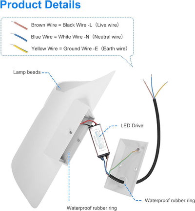 KAWELL 10W Kreativ Modern Wandlampe LED Wandleuchte Up Down Wasserdicht IP65 Aluminium LED Wandbeleu