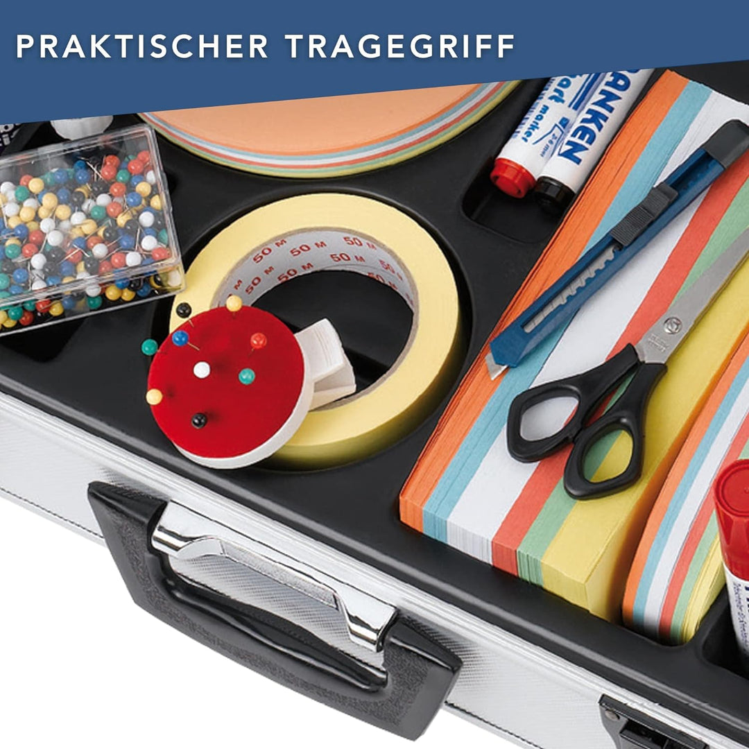 Franken Moderationskoffer Profi, Präsentationskoffer 2500-teilig, Aluminiumkoffer mit Tragegriff und
