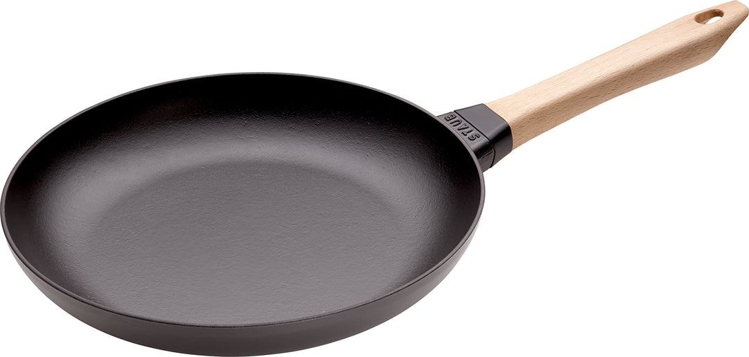 STAUB Gusseisen Pfanne mit Holzgriff, 28 cm, Induktionsgeeignet, Schwarz Schwarz 28 cm, Schwarz 28 c