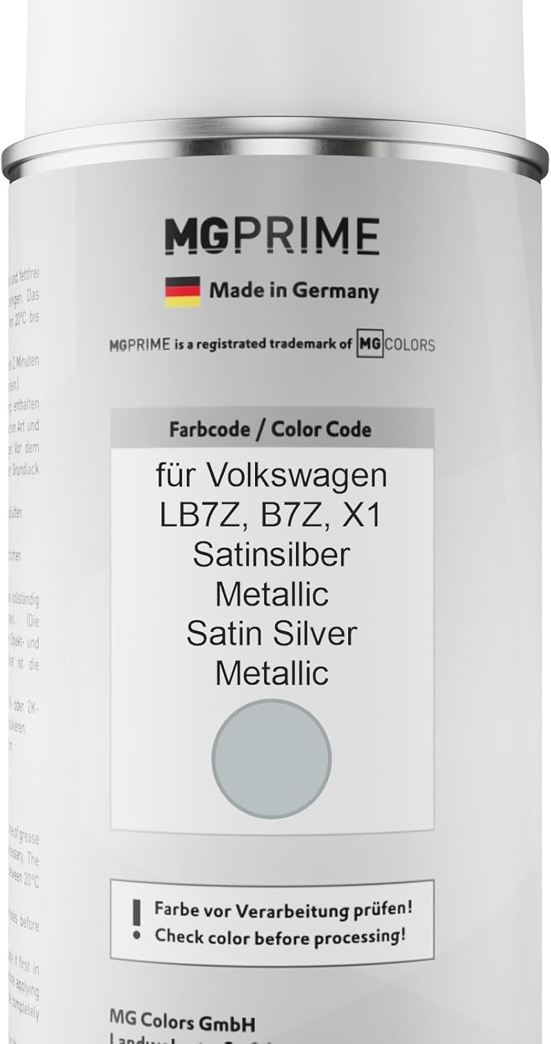 MG PRIME Autolack Sprühdosen Set für Volkswagen VW LB7Z / B7Z / X1 Satinsilber Metallic/Satin Silver