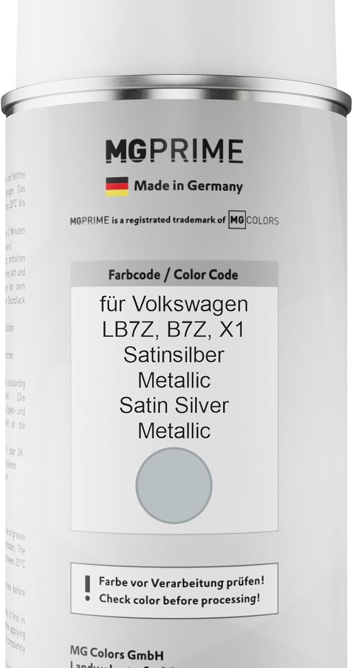 MG PRIME Autolack Sprühdosen Set für Volkswagen VW LB7Z / B7Z / X1 Satinsilber Metallic/Satin Silver