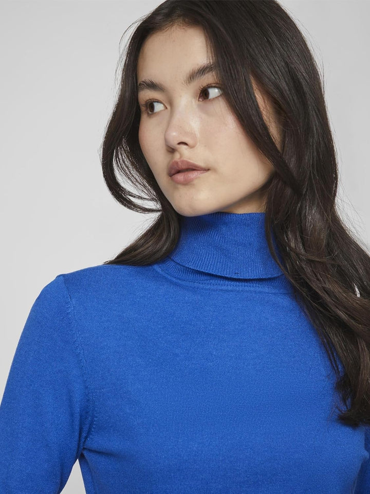 Vila Damen Vicomfy L/S Rollneck Knit Top/Su/Pb Strickpullover M Lapis Blue/Detail:melange, M Lapis B