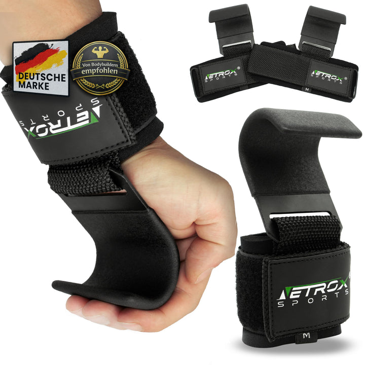 Netrox - Zughaken Zughilfen für Krafttraining - Metall Haken - schwere Gewichte - für Kreuzheben, Bo