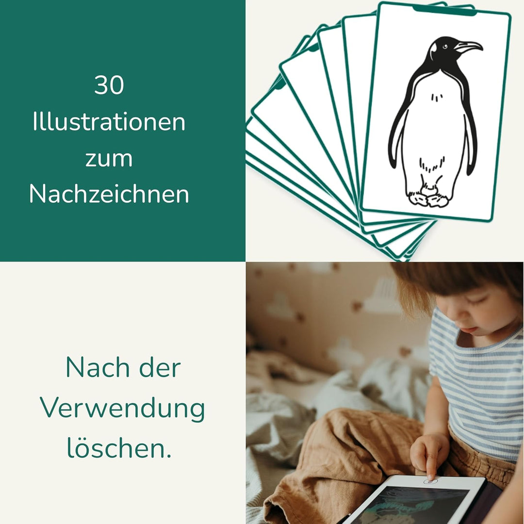 KIDYWOLF - Kidydraw Mini – Tiere der Welt – Zeichentablett für Kinder LCD 8,2 Zoll – magische Schief
