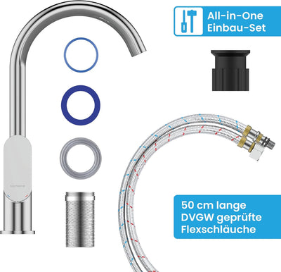 Bächlein Universal Küchenarmatur Ermelo in Chrom - Spültischarmatur mit 360° schwenkbarem Auslauf, m