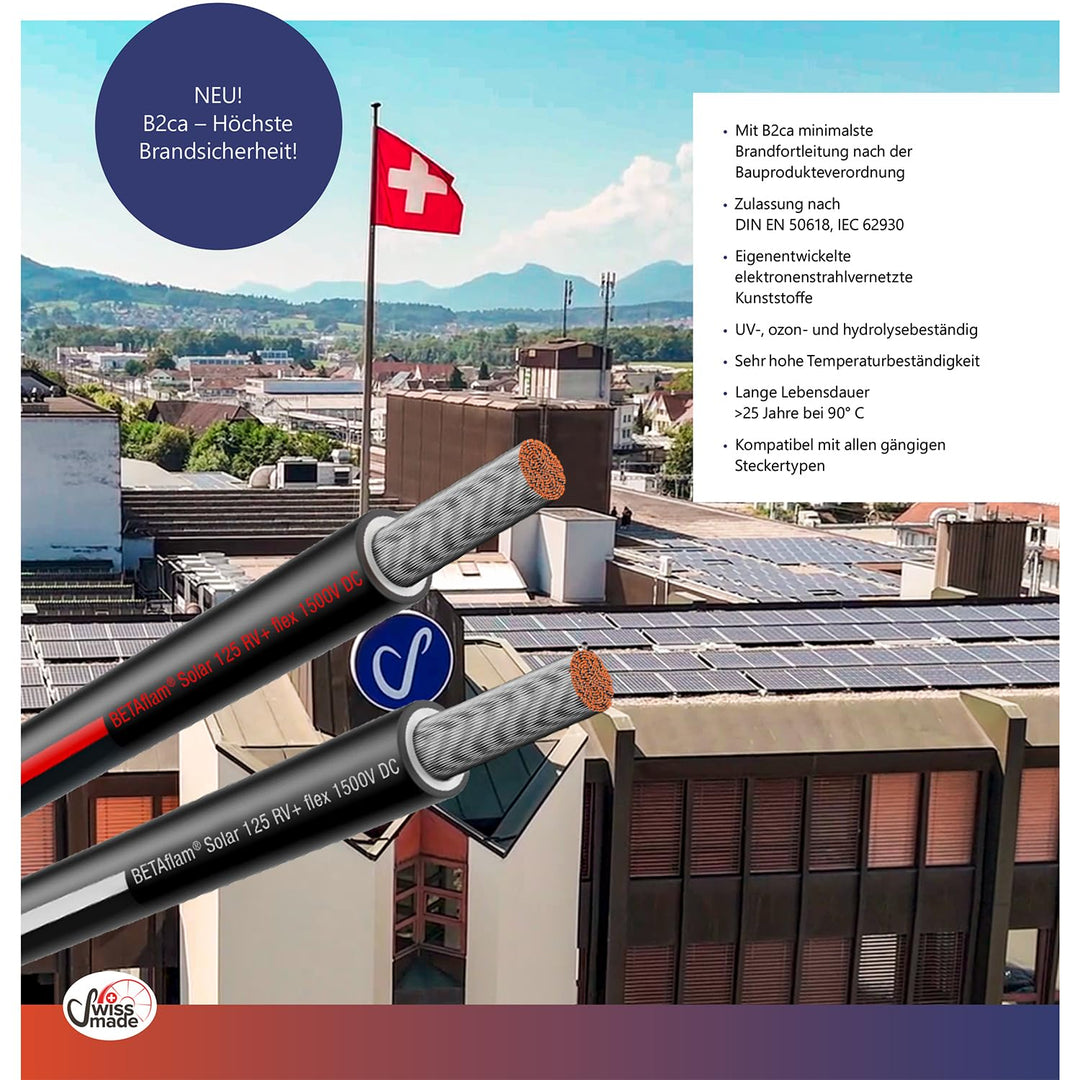 Solarkabel 2 x 10 Meter 4mm² mit Solarstecker (1/2/3/5/10m, 4mm²/6mm²) Stecker beidseitig montiert,