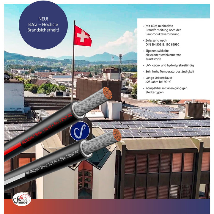 Solarkabel 2 x 10 Meter 4mm² mit Solarstecker (1/2/3/5/10m, 4mm²/6mm²) Stecker beidseitig montiert,