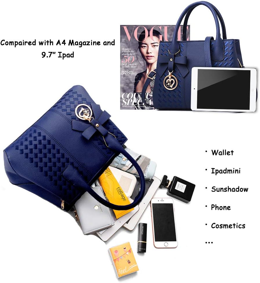 Jeniulet Handtaschen für Damen Mode Damen PU Leder Top Handle Satchel Umhängetaschen Blau, Blau