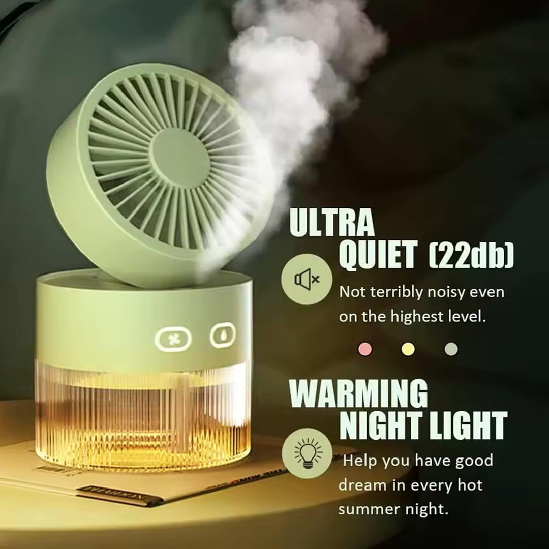 Portable Misting Fan With 3 Speeds &amp; Night Light, 2-in-1 Tischventilator und Luftbefeuchter, Faltbar