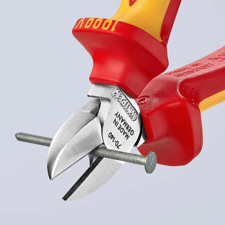 Knipex Seitenschneider verchromt, isoliert mit Mehrkomponenten-Hüllen, VDE-geprüft 140 mm 70 06 140