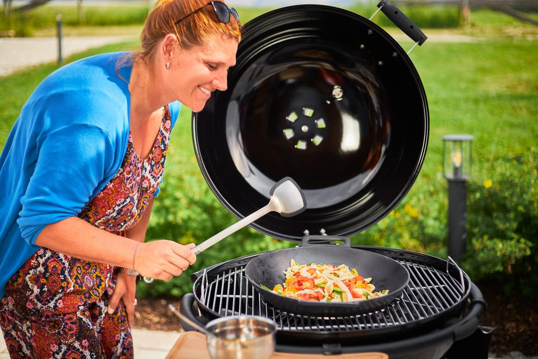 RÖSLE BBQ-Woklöffel, Hochwertiger Löffel mit Silikonrand und Rundgriff, Edelstahl 18/10, spülmaschin