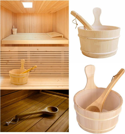 Sauna Eimer, 4L Sauna 3-teilig Komplett Set Sauna Eimer mit Kelle Hochwertigem Finnischen Kiefern Ho