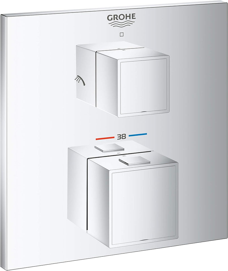 GROHE Grohtherm Cube | Thermostat-Brausebatterie mit integrierter 2-Wege-Umstellung und SafeStop Sic