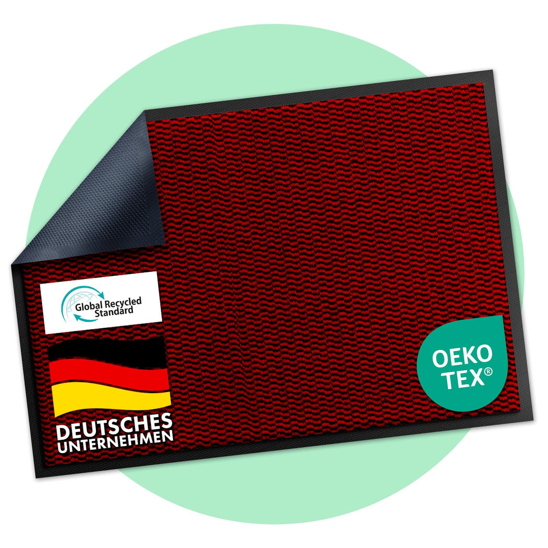 Floordirekt Premium Fussmatte für Eingangsbereich, 80x120cm Rot, Schmutzfangmatte für Innen und Auss