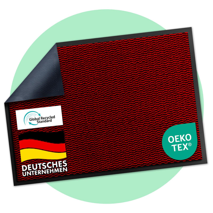 Floordirekt Premium Fussmatte für Eingangsbereich, 80x120cm Rot, Schmutzfangmatte für Innen und Auss