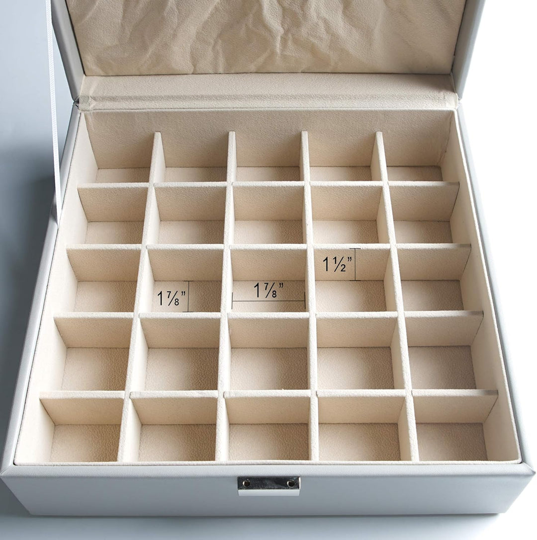 Frebeauty Ohrring-Organizer, klassische Schmuckschatulle, 50 Fächer, doppellagig, Schmuck-Aufbewahru