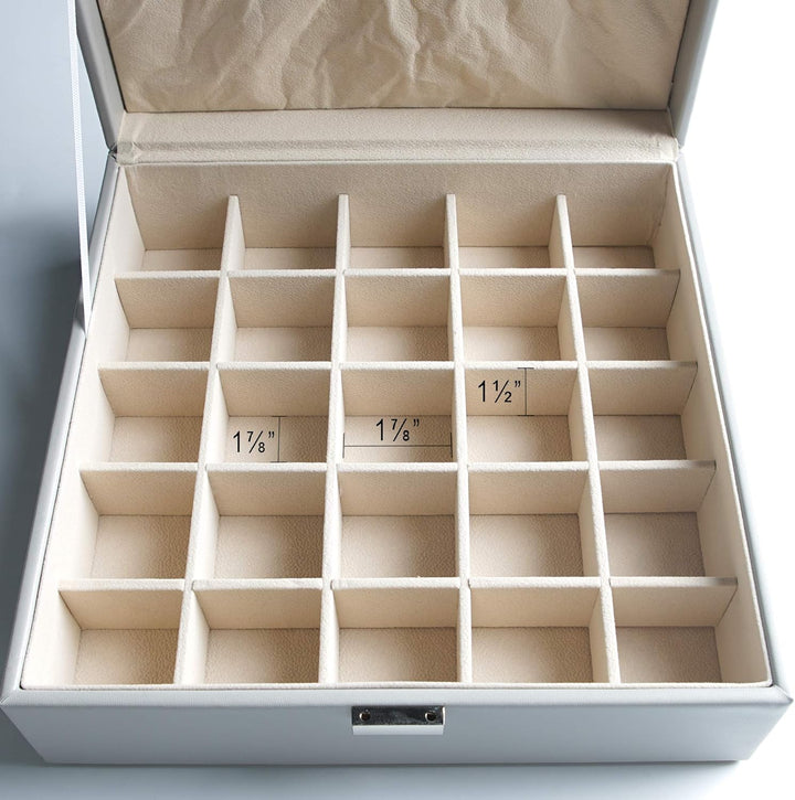 Frebeauty Ohrring-Organizer, klassische Schmuckschatulle, 50 Fächer, doppellagig, Schmuck-Aufbewahru