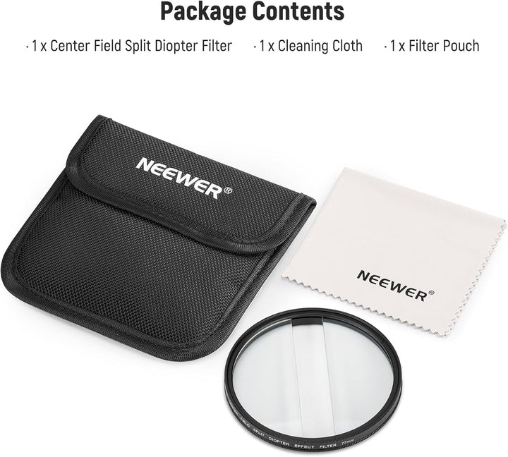 NEEWER 77mm Mittelfeld geteilter Dioptrien Effekt Filter, Kamera Linear Prisma K9 optischer Glasfilt