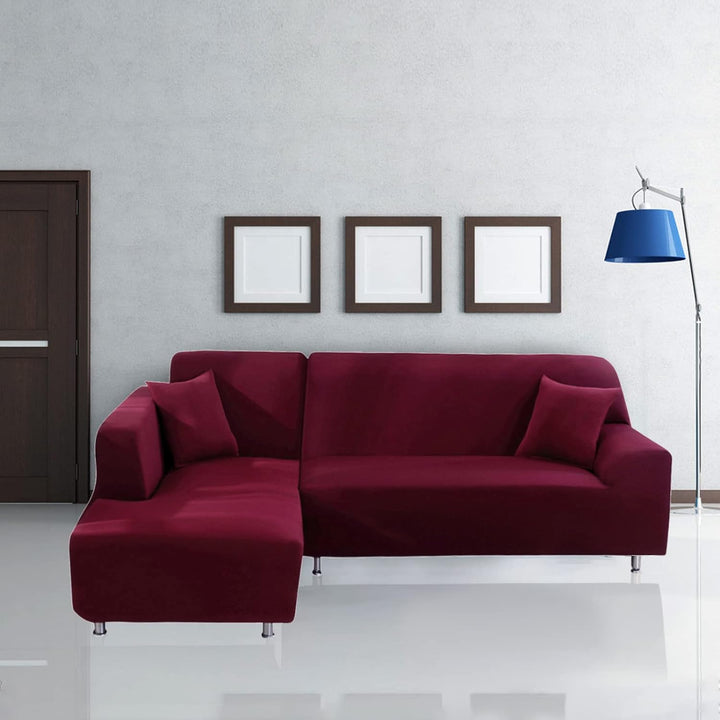 Jaotto Sofa Überwürfe Sofabezug Elastische Spandex Stretch Sofabezüge Couchbezug für L-Form Sofa Uni