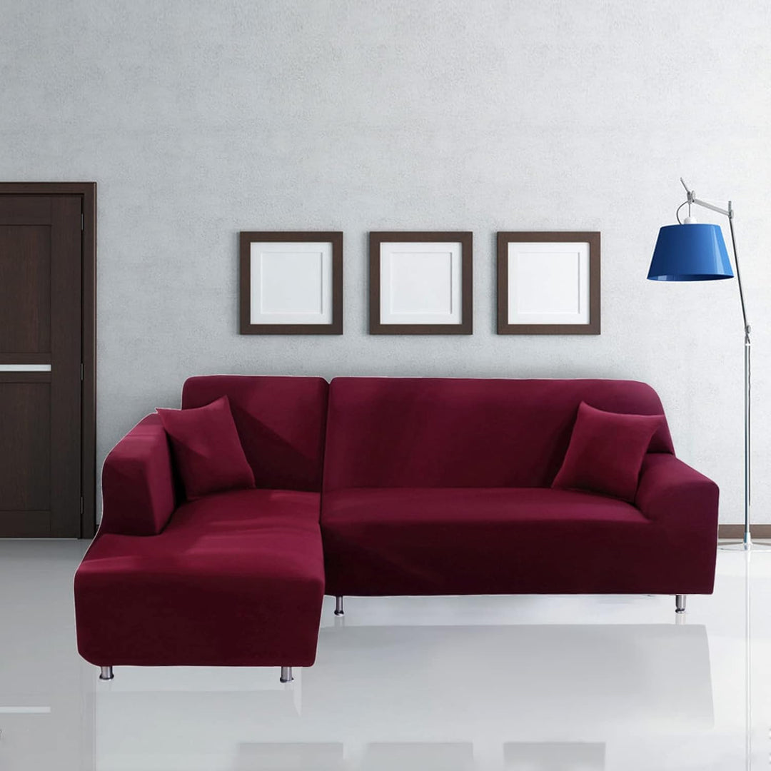Jaotto Sofa Überwürfe Sofabezug Elastische Spandex Stretch Sofabezüge Couchbezug für L-Form Sofa Uni