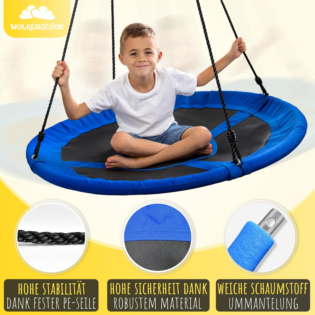 WOLKENGLÜCK® Nestschaukel [Ø 60 cm] - Höhenverstellbare Schaukel Outdoor & Indoor für Kinder und Erw