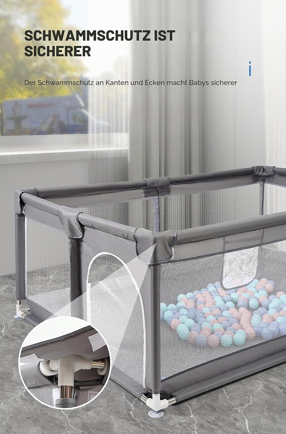 Laufstall Baby, Laufstall Faltbar für Drinnen, Grosser Laufgitter Baby, Kinderaktivitätszentrum Spie