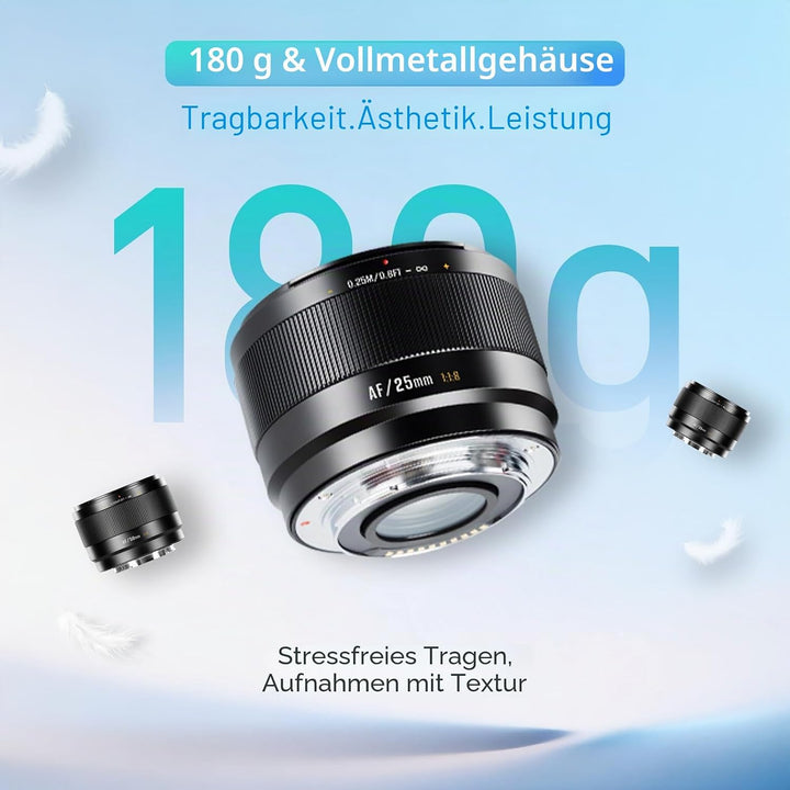 7artisans AF 50mm F1,8 APS-C E-Objektiv, 180g, grosse Blende, Autofokusobjektiv mit Gesichts-/Augene