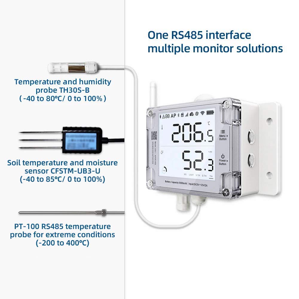 UbiBot RS485 PT-100 Thermoelement Temperaturfühler Platinwiderstandssensor für extreme Hitze oder Kä