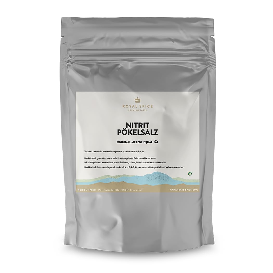 Royal Spice Nitritpökelsalz 2kg - Reines & Feines Pökelsalz zur Herstellung von Fleisch- und Wurstwa