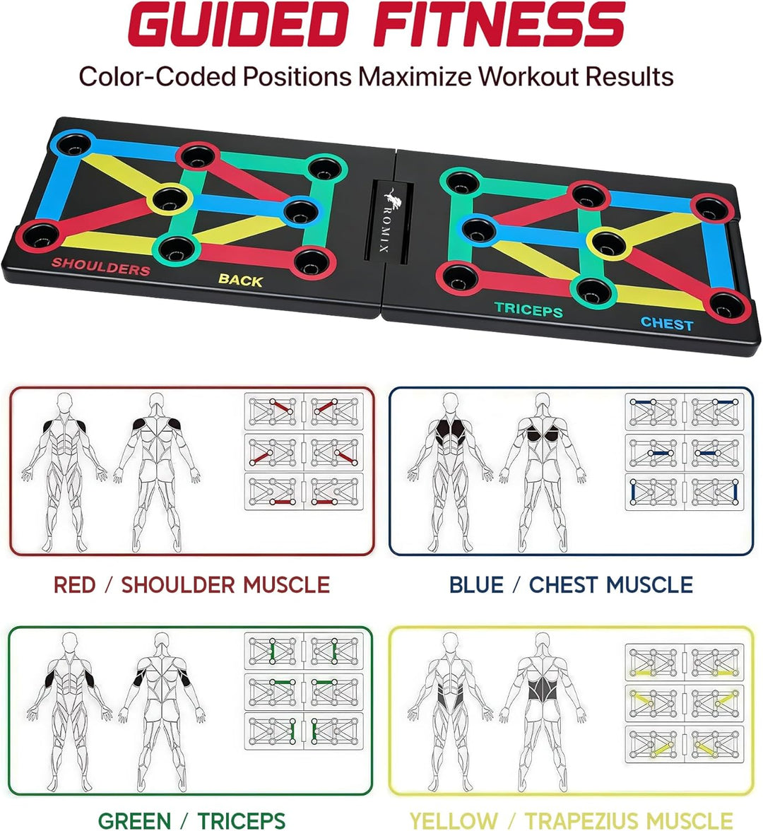 ROMIX Liegestützbrett, 12 in 1 Multifunktions Tragbares Push Up Board, Liegestützständer, Muskelbret