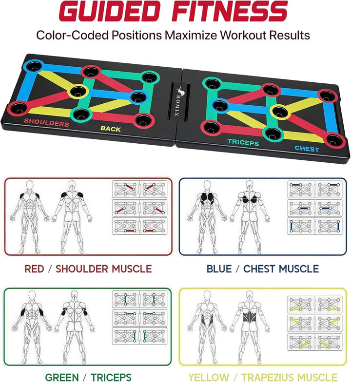 ROMIX Liegestützbrett, 12 in 1 Multifunktions Tragbares Push Up Board, Liegestützständer, Muskelbret