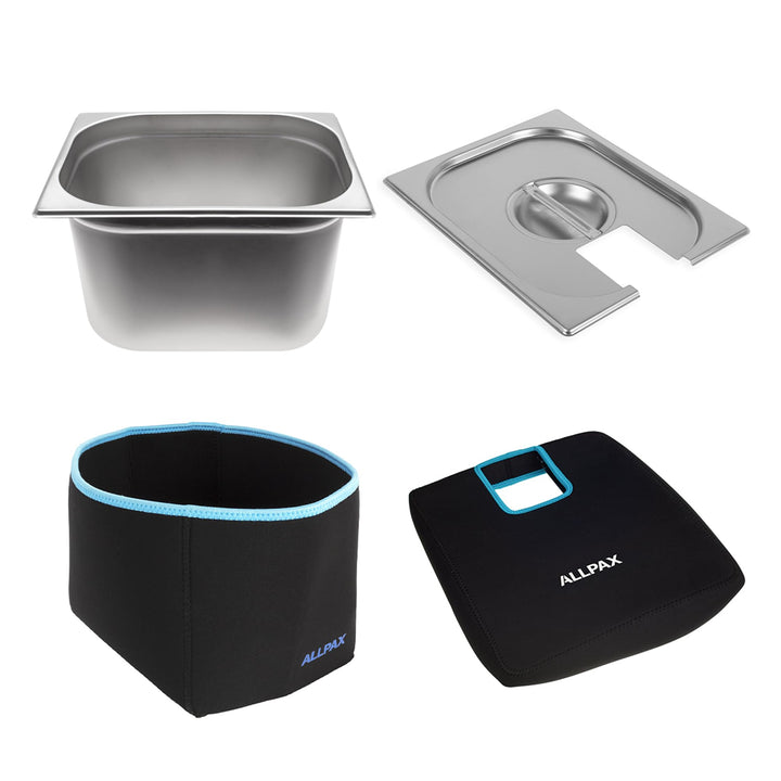 Sous Vide Isolierungs-Set GN 1/2: GN 1/2 Behälter (200mm) inkl. Isolierung + GN 1/2 Deckel mit Aussc