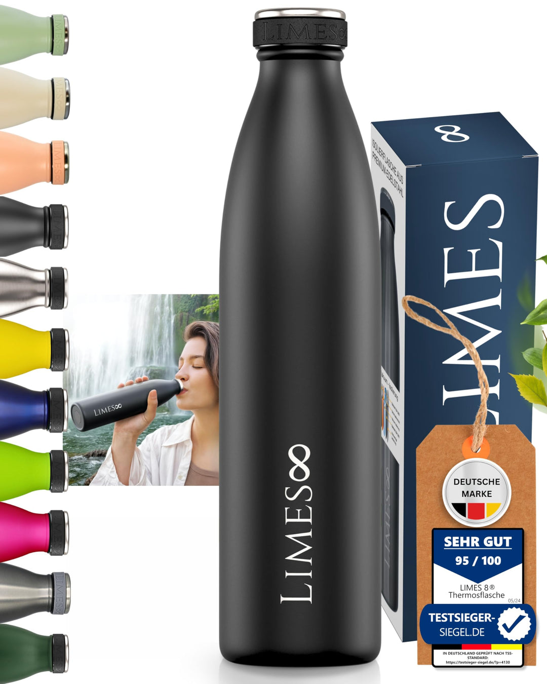 Thermosflasche Edelstahl 1L [HEIss & KALT] – 5-fach vakuumisolierte Trinkflasche – Auslaufsichere &