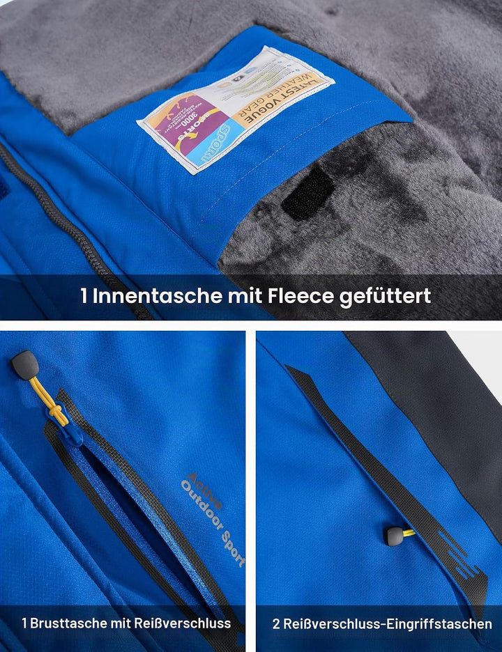 MAGCOMSEN Winterjacke Herren Warm Gefüttert Skijacke Wasserdicht Regenjacke Snowboardjacke Outdoor F