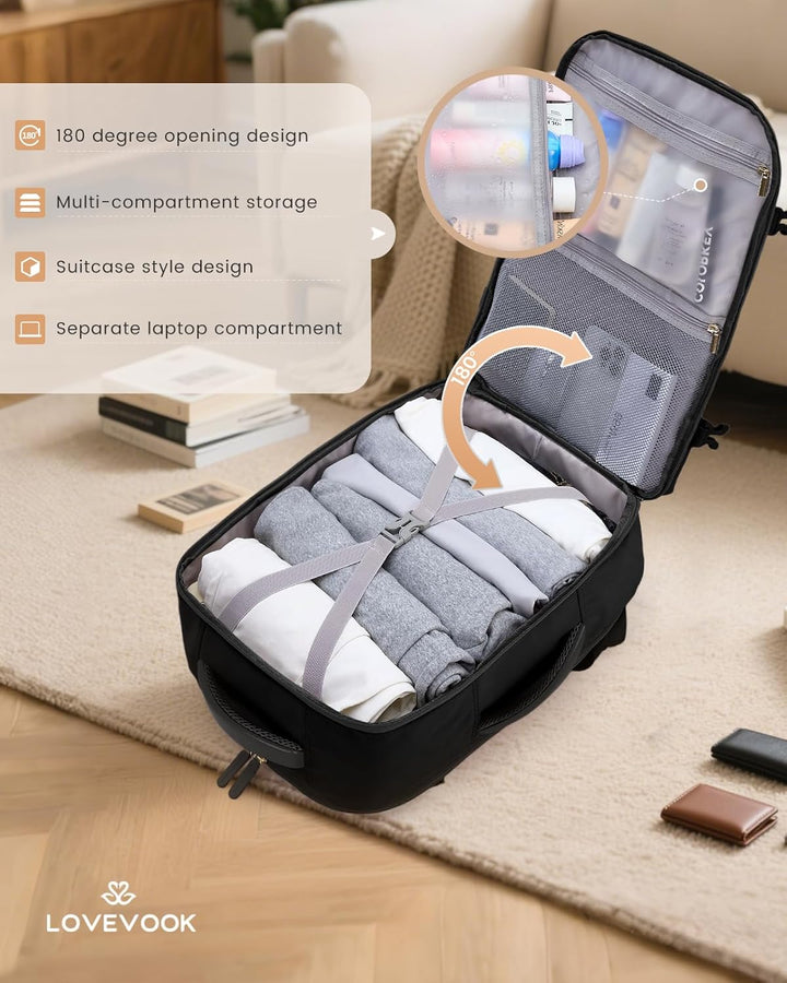 LOVEVOOK Handgepäck Reiserucksack 4 Stück, 40L Rucksack Damen Herren Gross Flugzeug mit Nass- und Tr