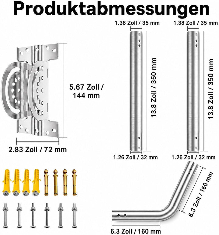 Universeller Antennenmast für Fernseh-, Satelliten-, Radio- und WLAN-Antennen - Verstellbarer Stände