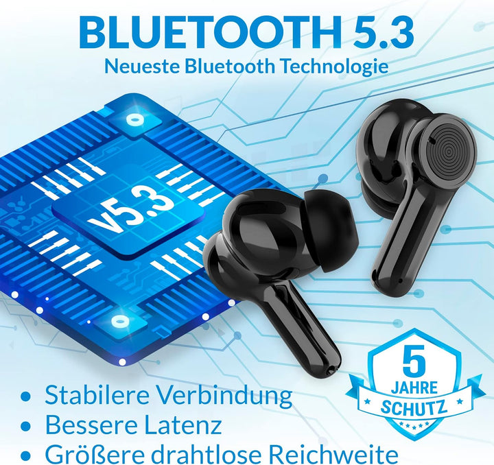 KLIM Pods V2 - NEU 2024 - Bluetooth 5.3 Kopfhörer in Ear - Hohe Klangqualität - ANC - Hervorragende