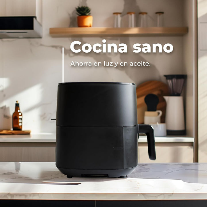 EVVO Luftfritteuse ohne Öl, 6 l, 1700 W, Antihaftbehälter, Dual-Cyclone-Technologie, Multifunktion,