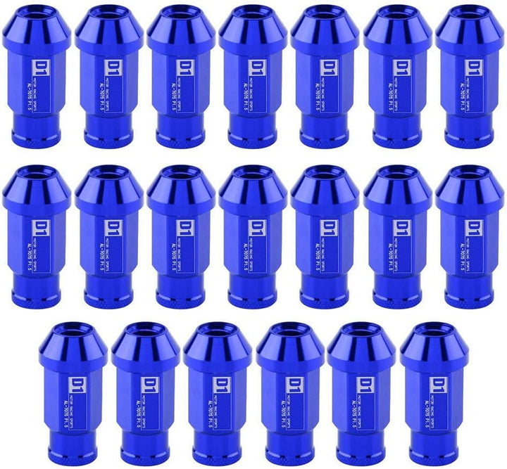 KIMISS Aluminium Autoreifenschraube, 20Pcs Radmuttern sichern Racing Radmutter M12X1.5(Blau)
