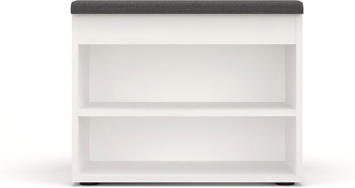 KOMTO Schuhbank mit Sitzfläche - Schuhregal Bank mit Stauraum Weiss 60 x 48 x 32 cm Kleiner Schuhsch