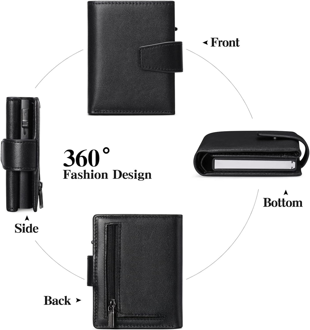 SENDEFN Kartenetui mit Münzfach | Geldbörse Herren RFID Schutz | Geldbeutel aus echtem Leder | Mini