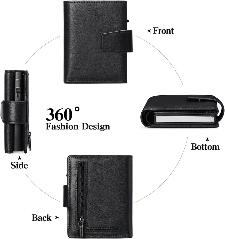 SENDEFN Kartenetui mit Münzfach | Geldbörse Herren RFID Schutz | Geldbeutel aus echtem Leder | Mini