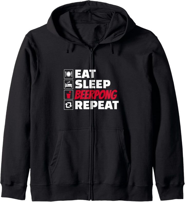 Eat Sleep Bierpong Repeat lustiges Trinkspiel Design Kapuzenjacke