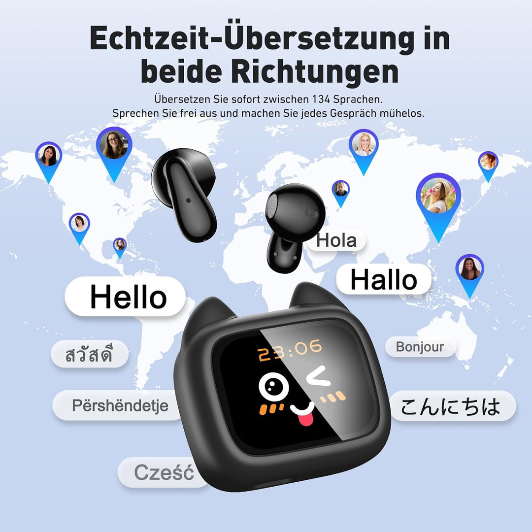 MS102 KI Übersetzer Kopfhörer, 3-in-1 Übersetzungskopfhörer für 134 Sprachen, Bluetooth 6.0 Sprachen